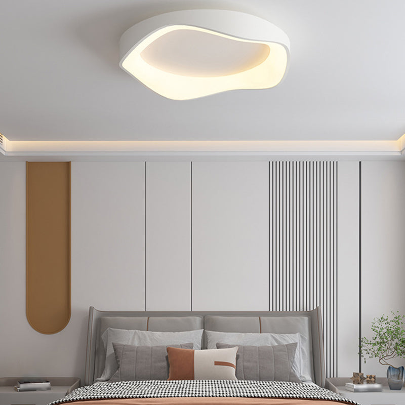 Single White Modernism Flush Mount Lighting Unique LED Ceiling Light for Bedroom