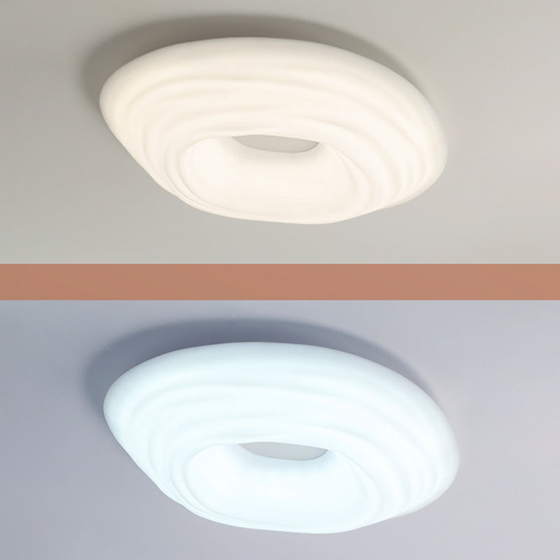 Single White Modernism Flush Mount Lighting Acrylic Unique Ceiling Light