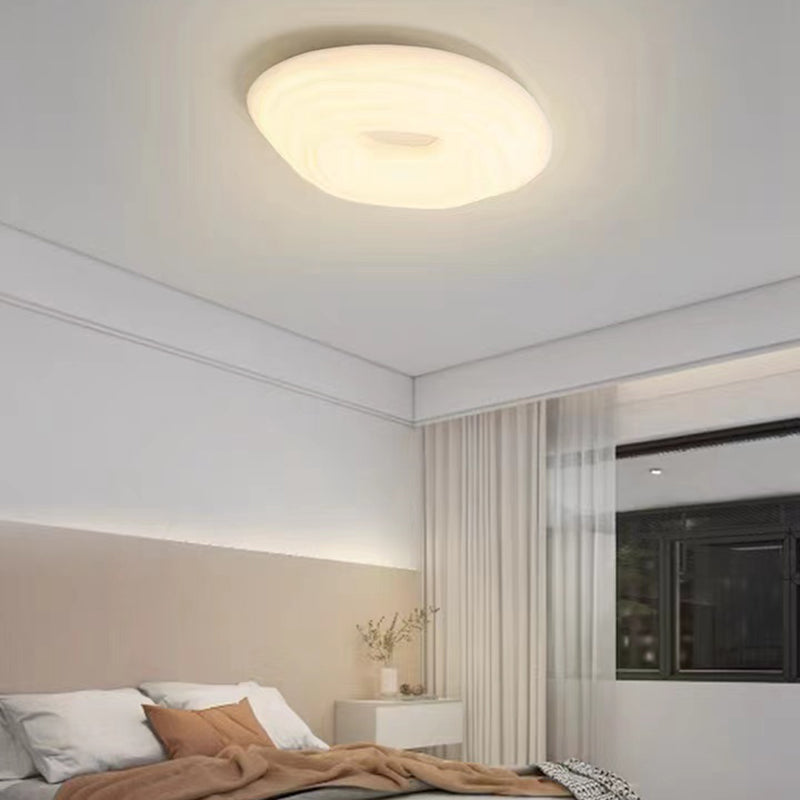 Single White Modernism Flush Mount Lighting Acrylic Unique Ceiling Light