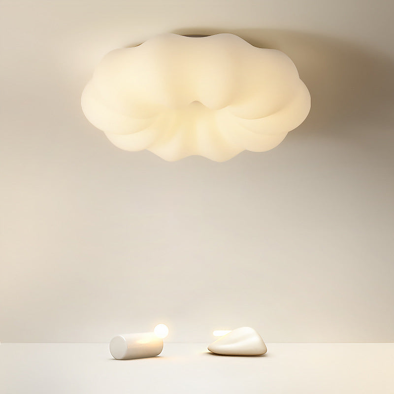 Single White Modernism Flush Mount Lighting Unique Acrylic Ceiling Light