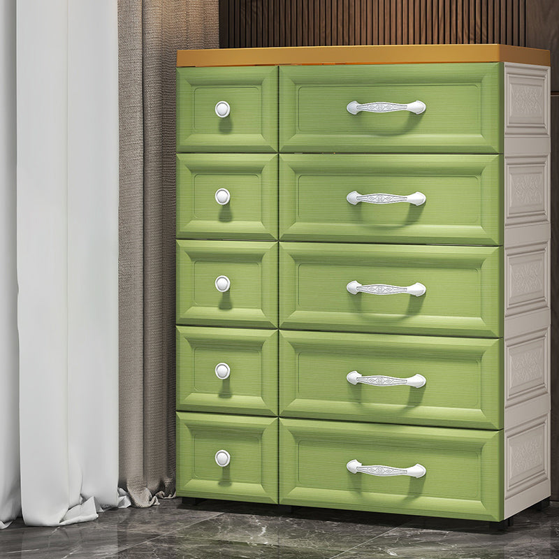 Modern Kids Nightstand Plastic 10 Drawers Baby Dresser for Bedroom