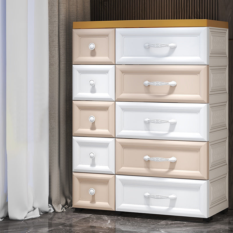 Modern Kids Nightstand Plastic 10 Drawers Baby Dresser for Bedroom