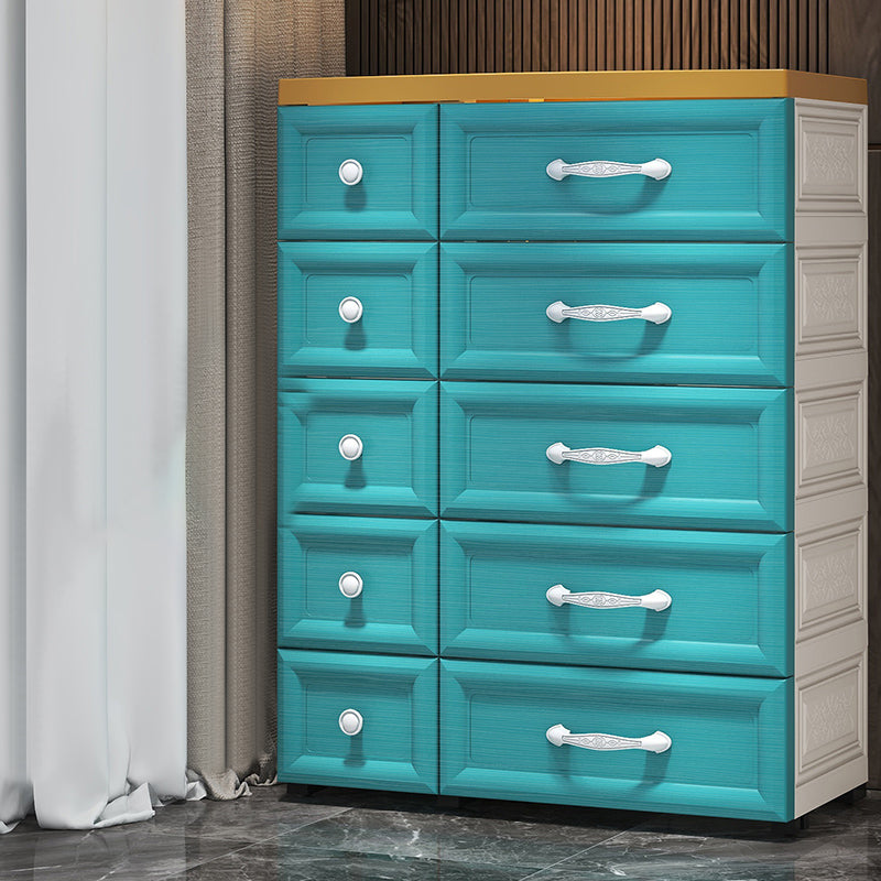 Modern Kids Nightstand Plastic 10 Drawers Baby Dresser for Bedroom