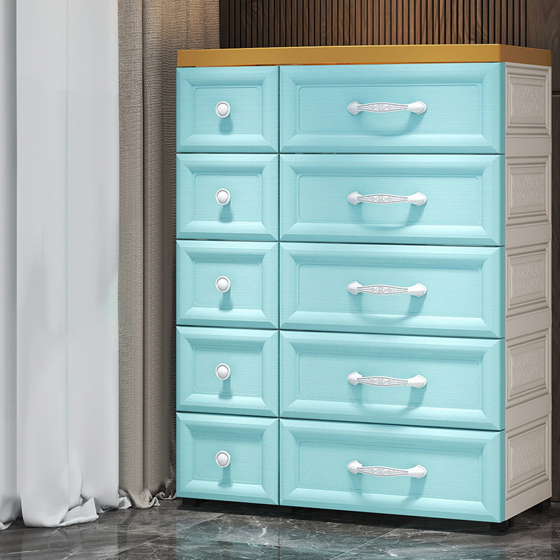 Modern Kids Nightstand Plastic 10 Drawers Baby Dresser for Bedroom