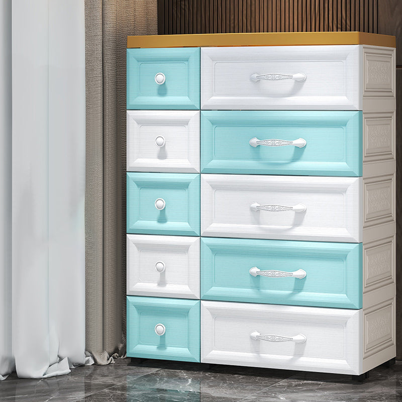 Modern Kids Nightstand Plastic 10 Drawers Baby Dresser for Bedroom