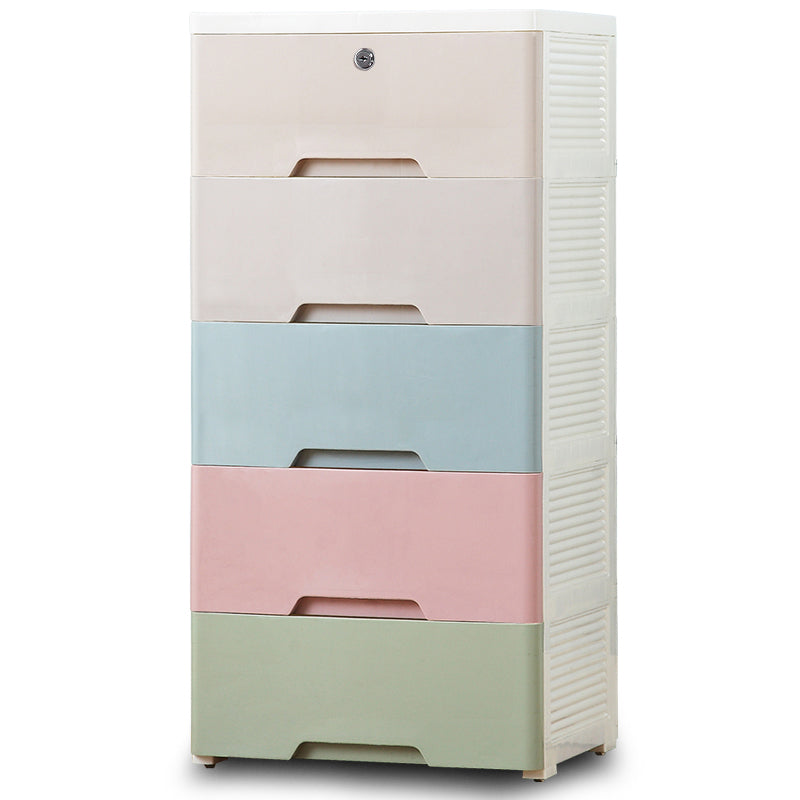 Plastic Kids Nightstand Modern Nursery Dresser with 5/6 Drawers