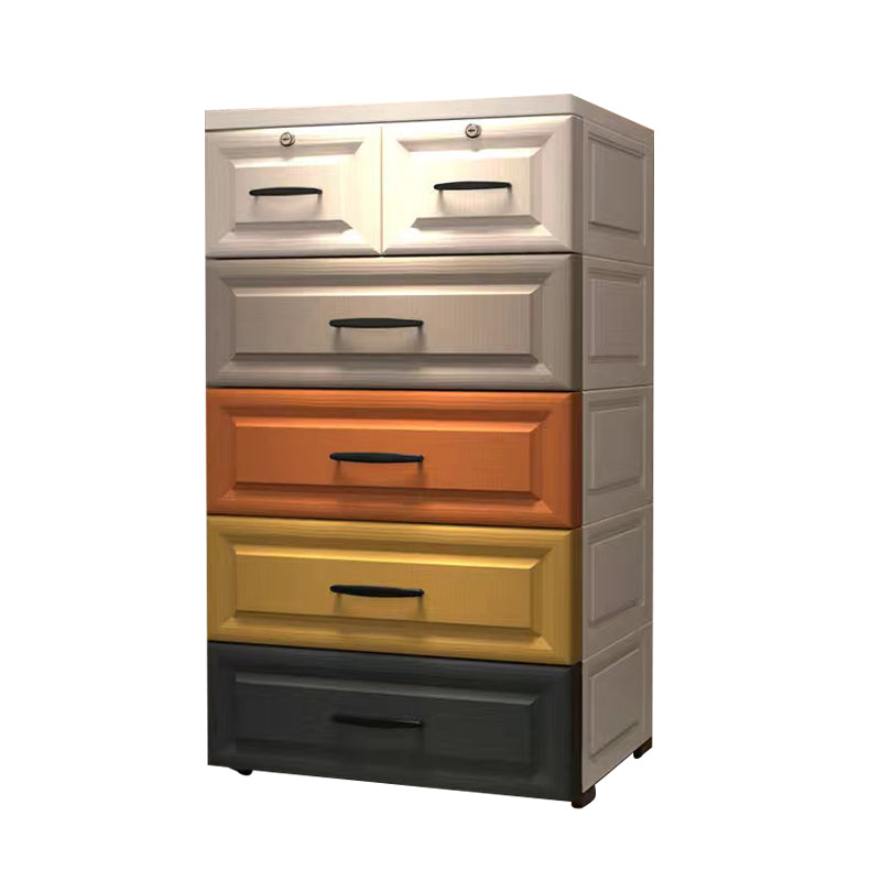 Plastic Kids Nightstand Modern Nursery Dresser with 5/6 Drawers