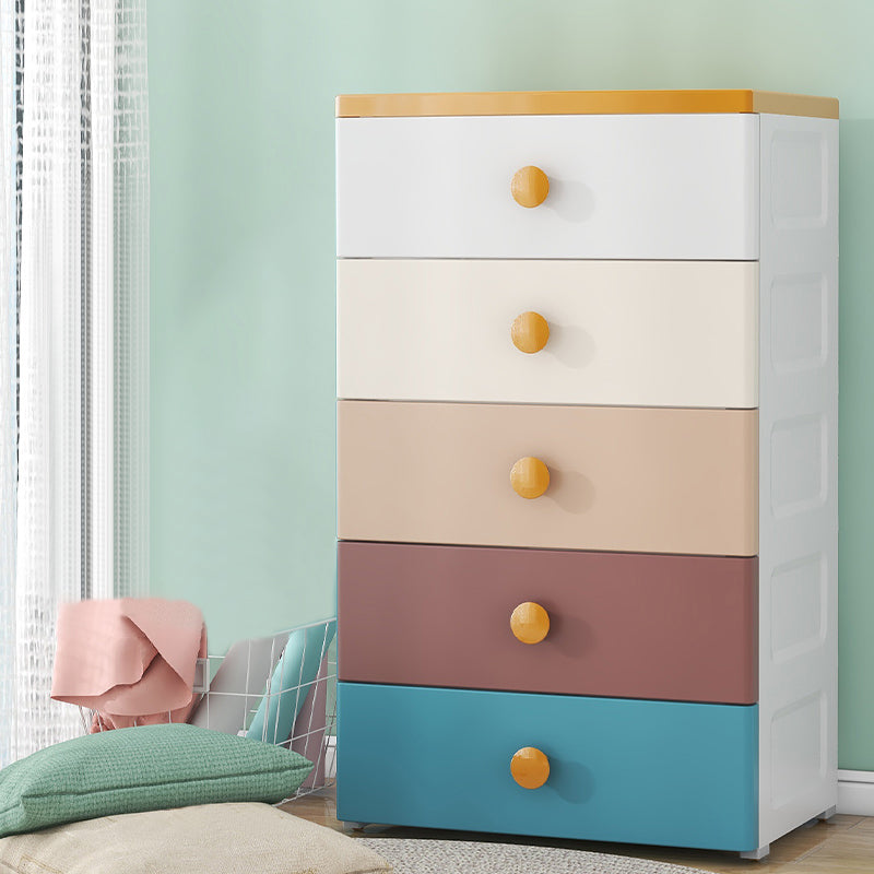 Scandinavian Kids Dressers Plastic Baby Dresser with 5 Drawers