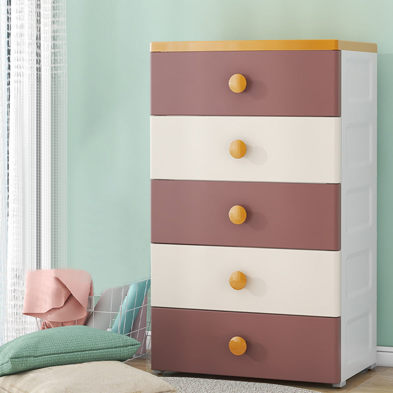 Scandinavian Kids Dressers Plastic Baby Dresser with 5 Drawers