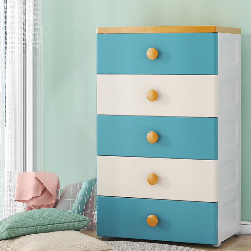 Scandinavian Kids Dressers Plastic Baby Dresser with 5 Drawers