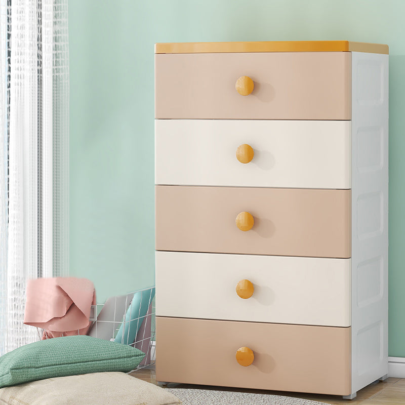 Scandinavian Kids Dressers Plastic Baby Dresser with 5 Drawers