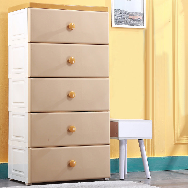 Scandinavian Kids Dressers Plastic Baby Dresser with 5 Drawers