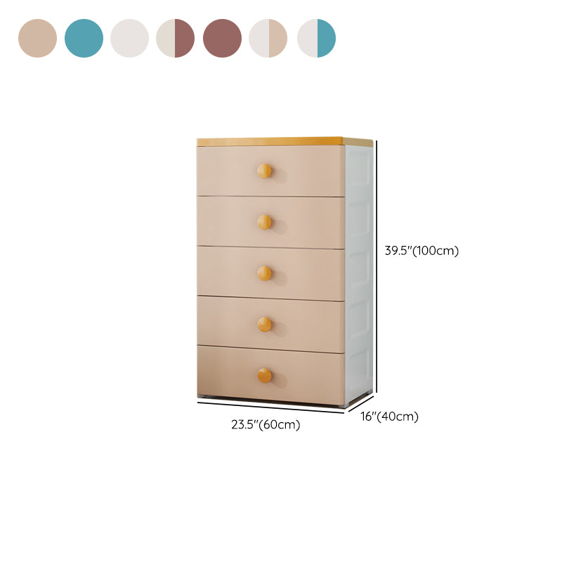 Scandinavian Kids Dressers Plastic Baby Dresser with 5 Drawers