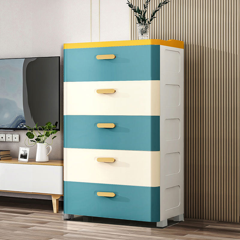 Modern Chest Nursery Dresser Plastic Kids Nightstand with 5 Drawers