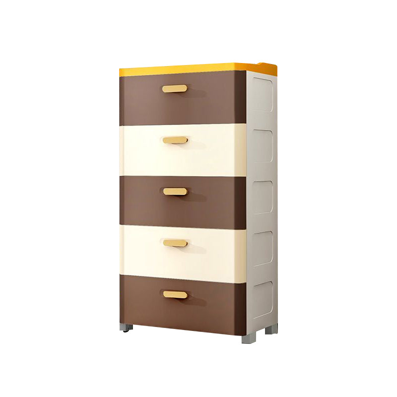 Modern Chest Nursery Dresser Plastic Kids Nightstand with 5 Drawers