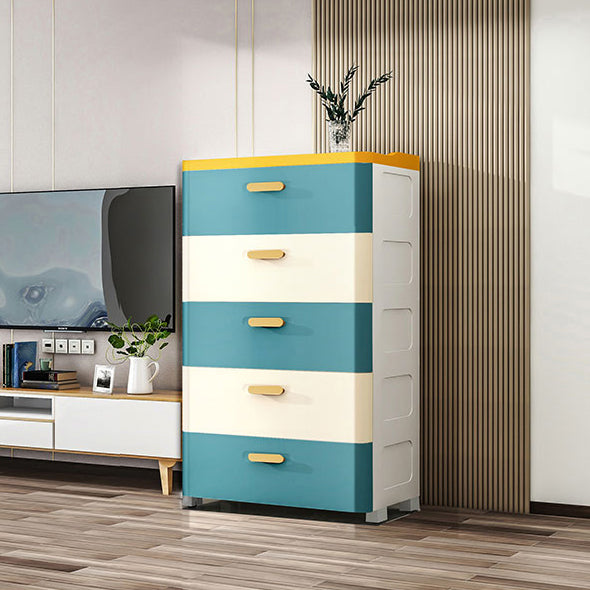 Modern Chest Nursery Dresser Plastic Kids Nightstand with 5 Drawers