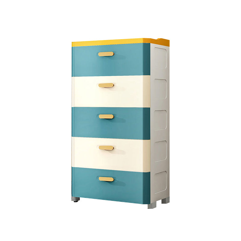 Modern Chest Nursery Dresser Plastic Kids Nightstand with 5 Drawers