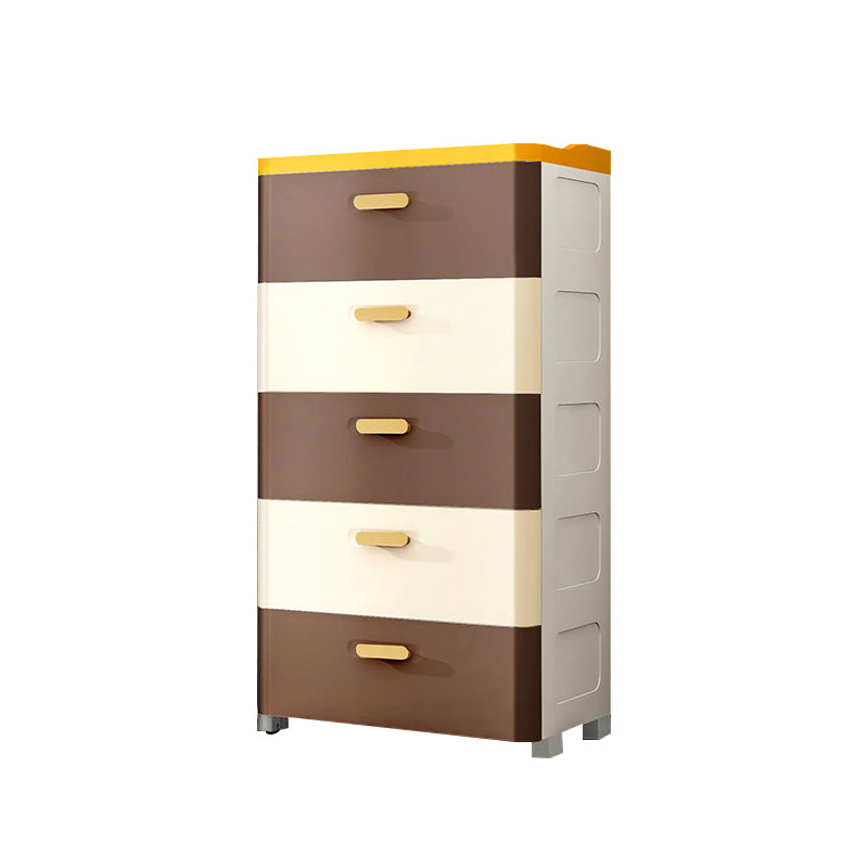 Modern Chest Nursery Dresser Plastic Kids Nightstand with 5 Drawers