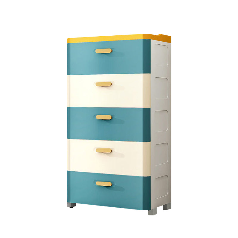 Modern Chest Nursery Dresser Plastic Kids Nightstand with 5 Drawers