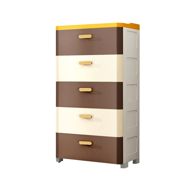 Modern Chest Nursery Dresser Plastic Kids Nightstand with 5 Drawers