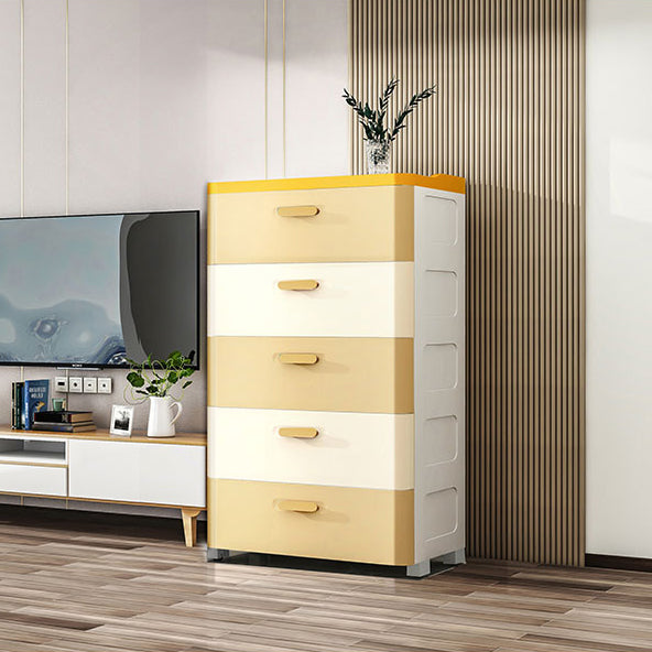 Modern Chest Nursery Dresser Plastic Kids Nightstand with 5 Drawers