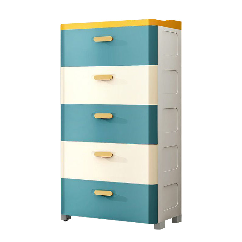 Modern Chest Nursery Dresser Plastic Kids Nightstand with 5 Drawers