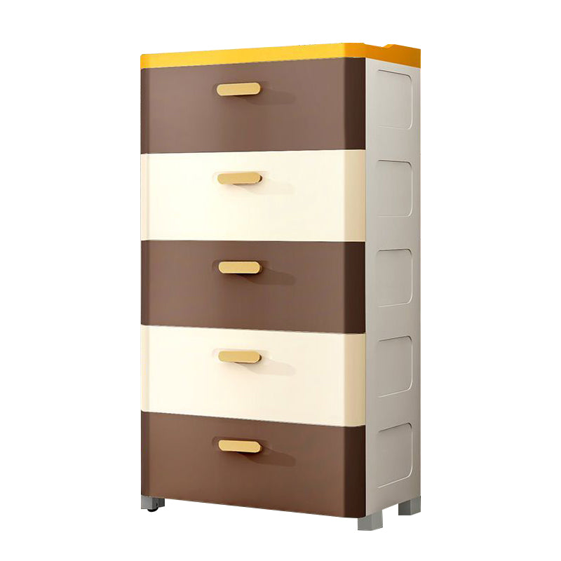 Modern Chest Nursery Dresser Plastic Kids Nightstand with 5 Drawers