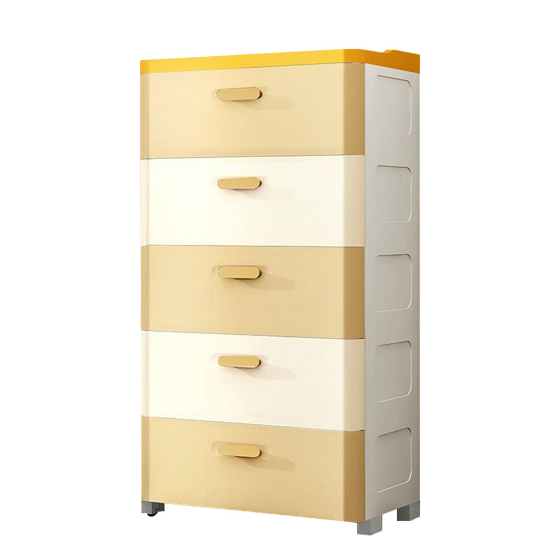 Modern Chest Nursery Dresser Plastic Kids Nightstand with 5 Drawers