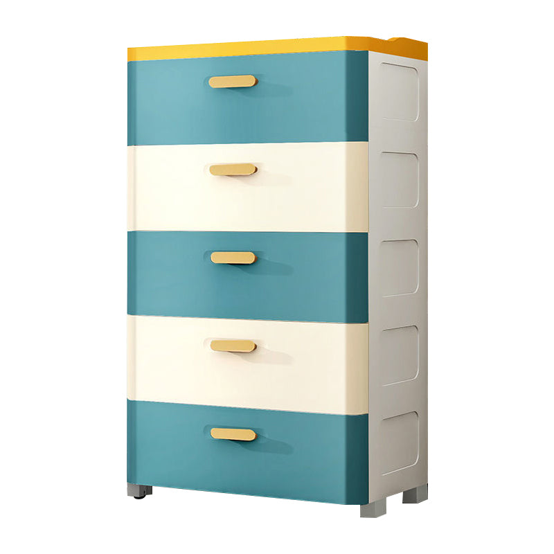 Modern Chest Nursery Dresser Plastic Kids Nightstand with 5 Drawers