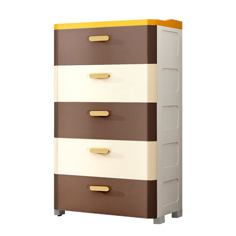 Modern Chest Nursery Dresser Plastic Kids Nightstand with 5 Drawers