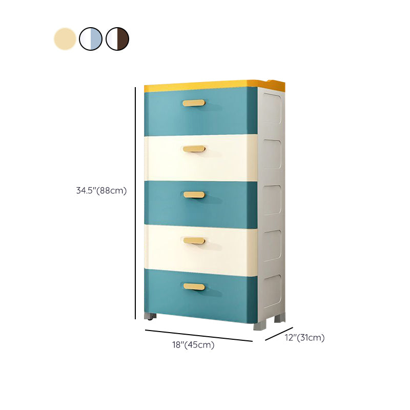 Modern Chest Nursery Dresser Plastic Kids Nightstand with 5 Drawers