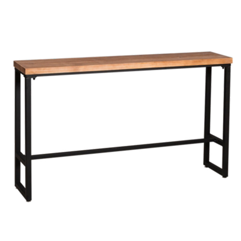 Industrial Style Bar Table Solid Wood Top Bistro Table with Trestle Base