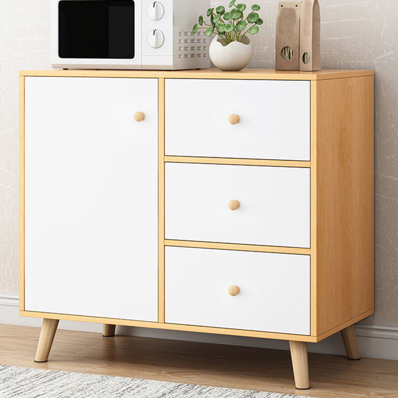 Modern and Contemporary Credenza Wood Server with Cabinets and Drawers