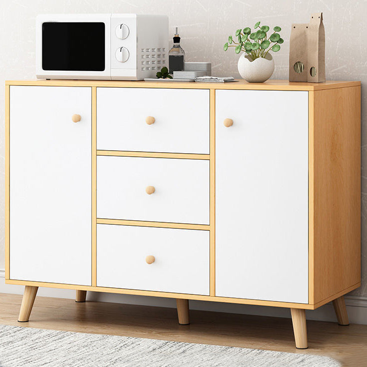 Modern and Contemporary Credenza Wood Server with Cabinets and Drawers