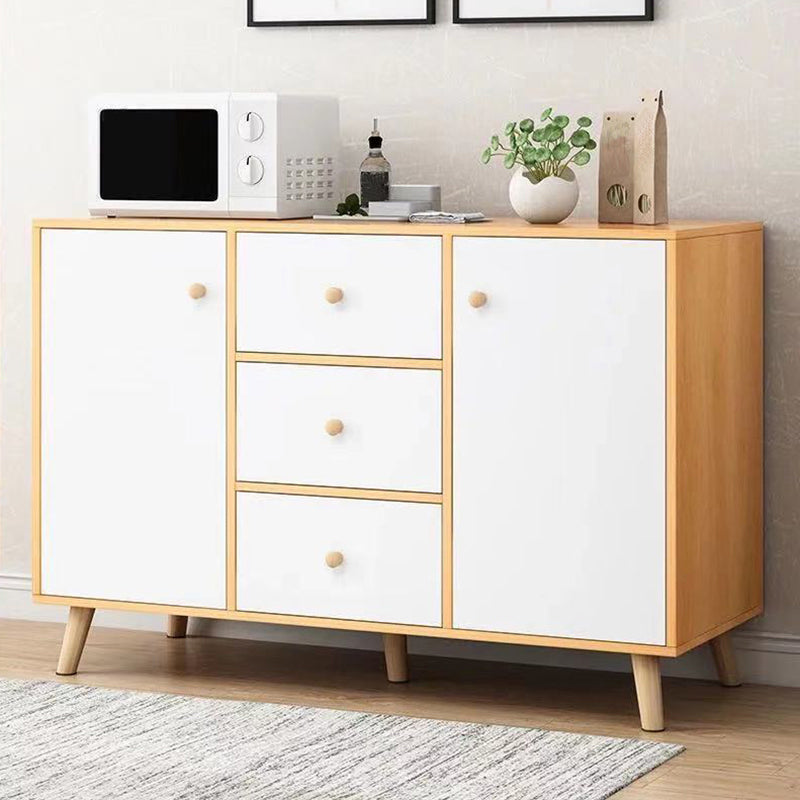 Modern and Contemporary Credenza Wood Server with Cabinets and Drawers