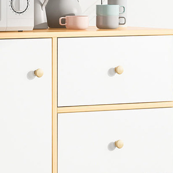 Modern and Contemporary Credenza Wood Server with Cabinets and Drawers