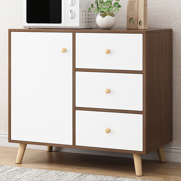 Modern and Contemporary Credenza Wood Server with Cabinets and Drawers