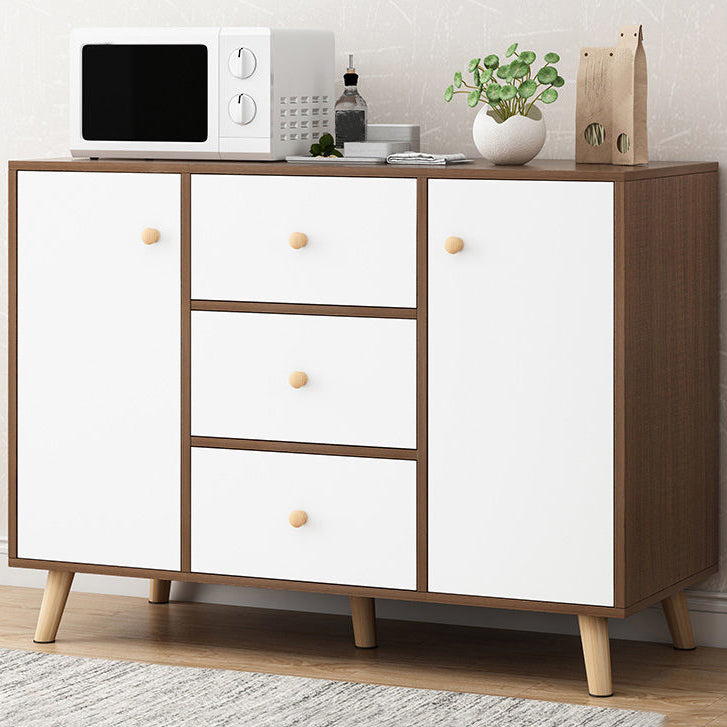 Modern and Contemporary Credenza Wood Server with Cabinets and Drawers