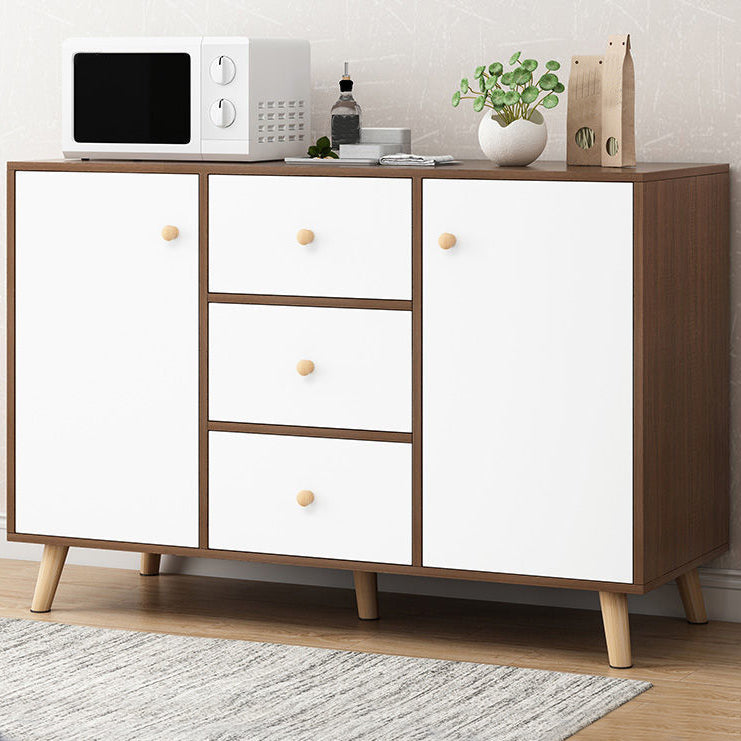 Modern and Contemporary Credenza Wood Server with Cabinets and Drawers