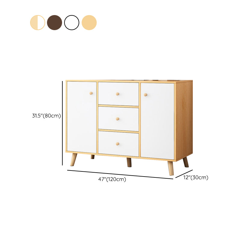 Modern and Contemporary Credenza Wood Server with Cabinets and Drawers