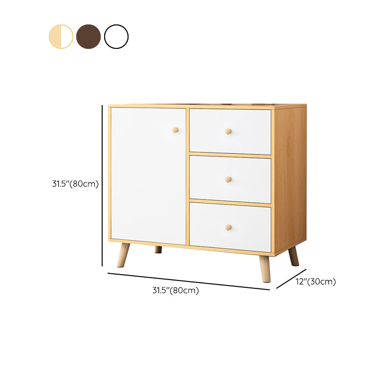 Modern and Contemporary Credenza Wood Server with Cabinets and Drawers