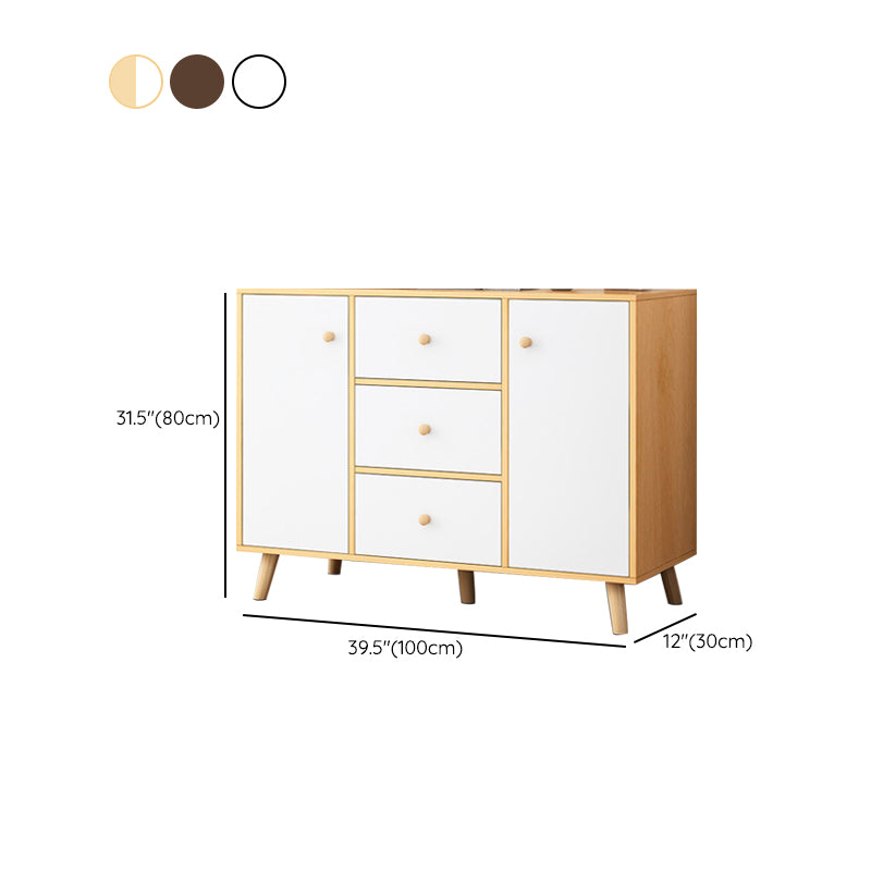 Modern and Contemporary Credenza Wood Server with Cabinets and Drawers