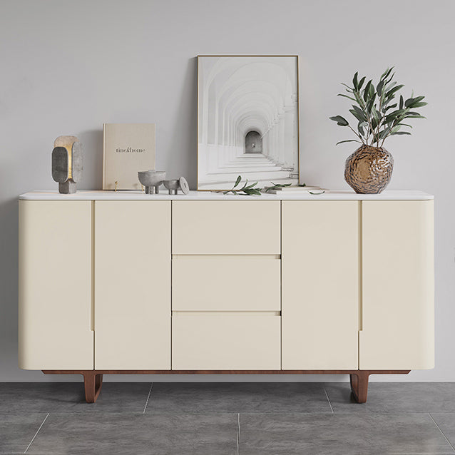 Stone Credenza Contemporary Style Sideboard with Cabinets and Drawers