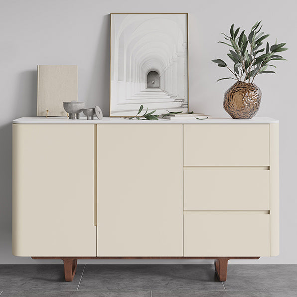 Stone Credenza Contemporary Style Sideboard with Cabinets and Drawers