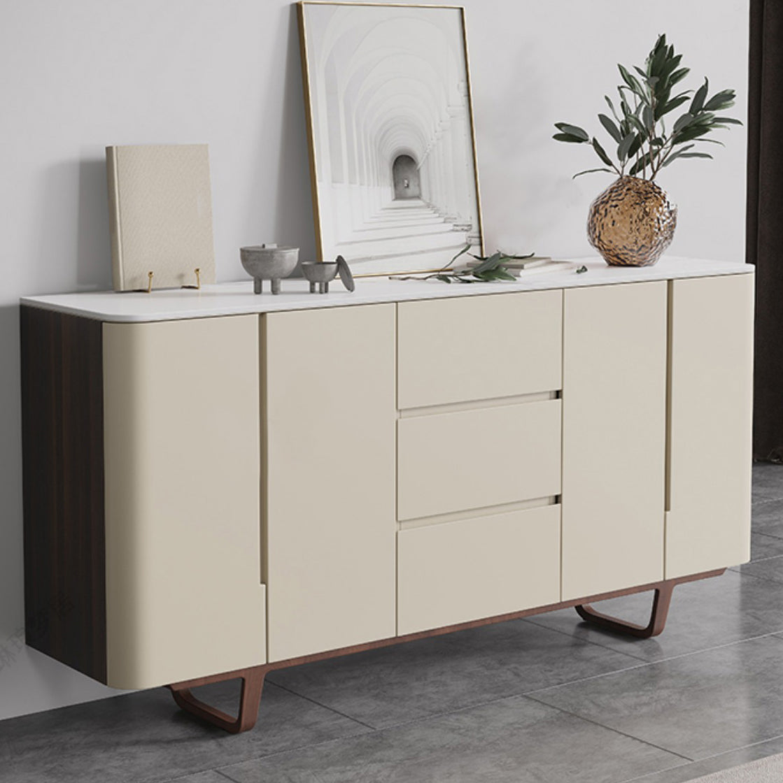 Stone Credenza Contemporary Style Sideboard with Cabinets and Drawers