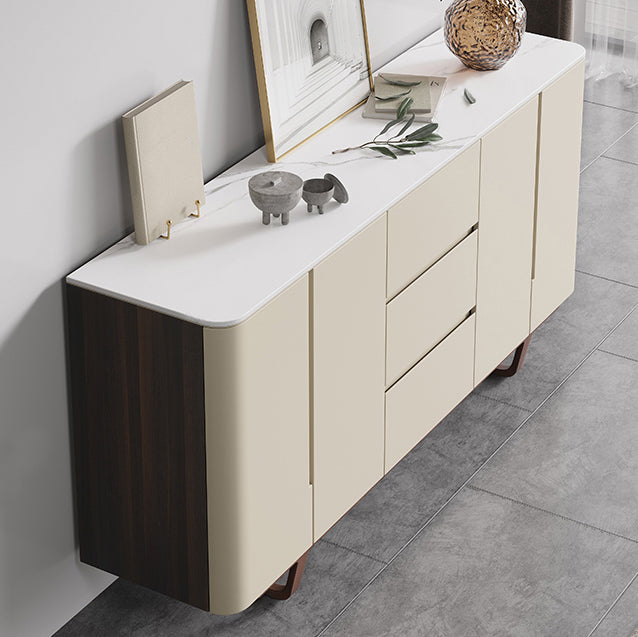 Stone Credenza Contemporary Style Sideboard with Cabinets and Drawers