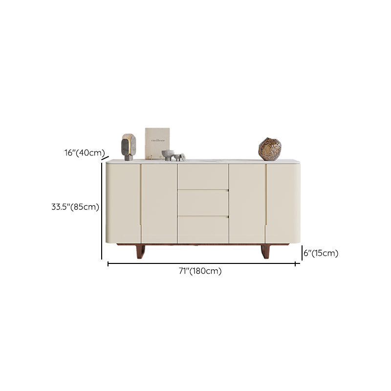 Stone Credenza Contemporary Style Sideboard with Cabinets and Drawers