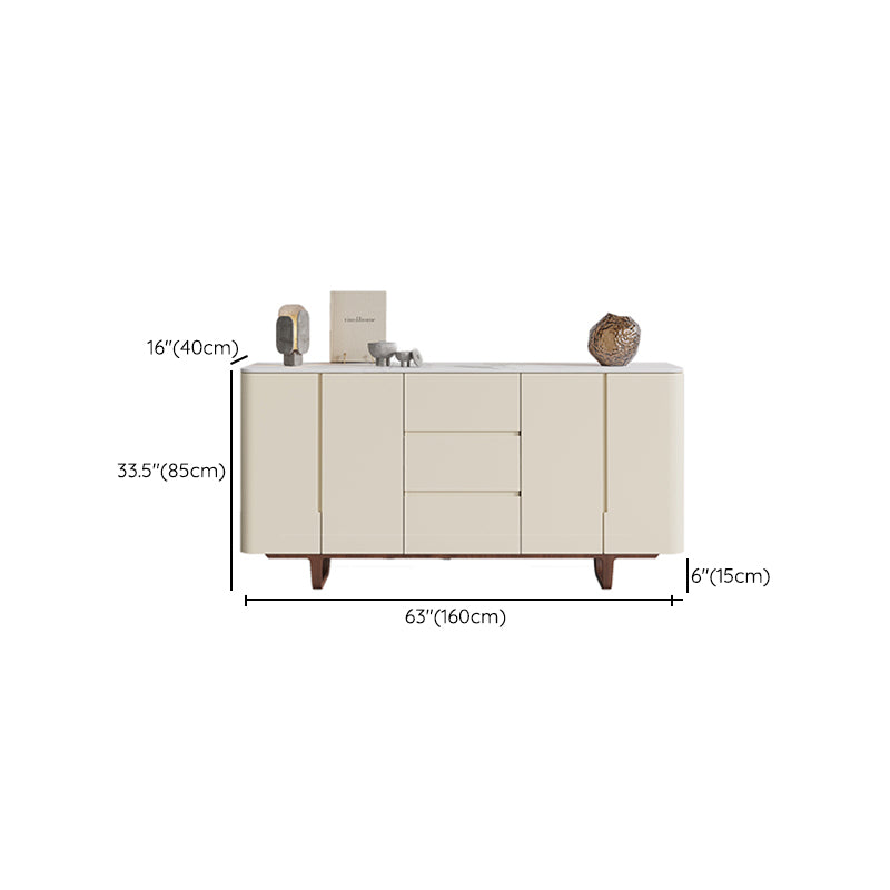 Stone Credenza Contemporary Style Sideboard with Cabinets and Drawers