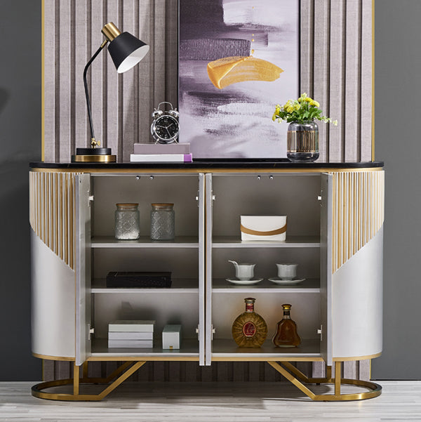 Marble Credenza Modern and Contemporary Server with Cabinets