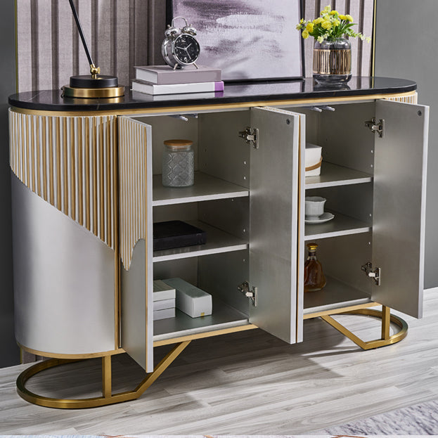 Marble Credenza Modern and Contemporary Server with Cabinets